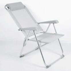 AKTIVE - Chaise Pliante Haute Avec Dossier Haut Réglable 5 Positions, Gris -Camping Randonnée Magasin aktive chaise pliante haute avec dossier haut reglable 5 positions gris 2