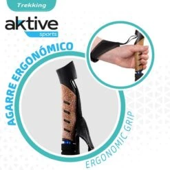 AKTIVE Jeu De 2 Bâtons De Trekking En Aluminium 67-135 Cm, Noir Et Bleu -Camping Randonnée Magasin aktive jeu de 2 batons de trekking en aluminium 67 135 cm noir et bleu 2