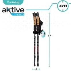 AKTIVE Jeu De 2 Bâtons De Trekking En Aluminium 67-135 Cm, Noir Et Bleu -Camping Randonnée Magasin aktive jeu de 2 batons de trekking en aluminium 67 135 cm noir et bleu 6