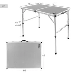 AKTIVE - Table De Camping Pliante, Réglable En 2 Hauteurs, 90x60x40/70 Cm, Gris -Camping Randonnée Magasin aktive table de camping pliante reglable en 2 hauteurs 90x60x4070 cm gris 3