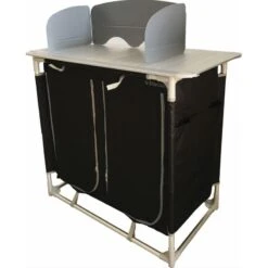 BAYASUN Meuble De Cuisine 4 Étagères Pieds Réglables Gris -Camping Randonnée Magasin bayasun meuble de cuisine 4 etageres pieds reglables gris 2