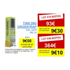 CARTOUCHE BALL TRAP T500 CROSS-TRAP 28G CALIBRE 12/70 PLOMB N°7,5 X 25 -Camping Randonnée Magasin cartouche ball trap t500 cross trap 28g calibre 1270 plomb n75 x 25 1
