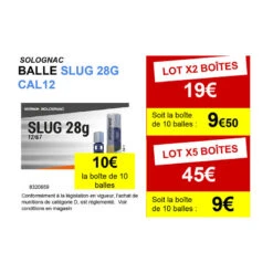 Cartouche Balle Slug 28gr CAL12/67 X10 3 Cartouche Balle Slug 28gr CAL12/67 X10 -Camping Randonnée Magasin cartouche balle slug 28gr cal1267 x10 1