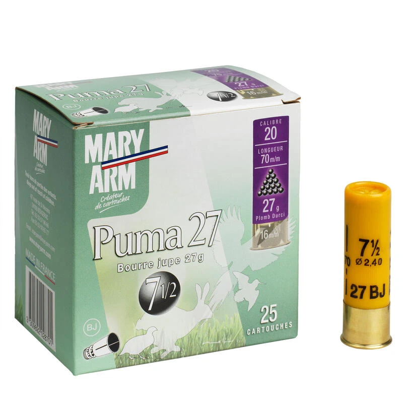 CARTOUCHE PUMA 27g CALIBRE 20/70 PLOMB N°7,5 X25 CARTOUCHE PUMA 27g CALIBRE 20/70 PLOMB N°7,5 X25 -Camping Randonnée Magasin cartouche puma 27g calibre 2070 plomb n75
