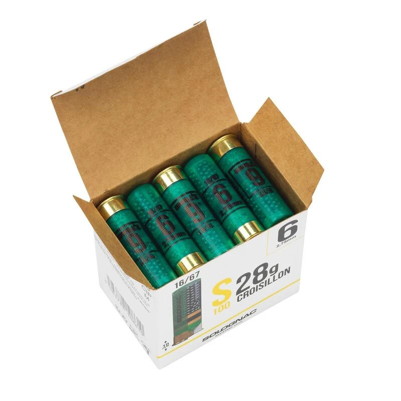 CARTOUCHE S100 CALIBRE 16/67 28G PLOMB N°6 X25 CARTOUCHE S100 CALIBRE 16/67 28G PLOMB N°6 X25 -Camping Randonnée Magasin cartouche s100 calibre 1667 28g plomb n6 x25 5