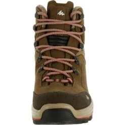CHAUSSURES TREKKING CUIR IMPERMÉABLES - MT100 - BEIGE - FEMME HAUTE -Camping Randonnée Magasin chaussures trekking cuir impermeables mt100 beige femme haute 2