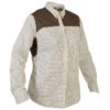CHEMISE CHASSE MANCHES LONGUES COTON FEMME RESPIRANTE À CARREAUX BEIGE 500. -Camping Randonnée Magasin chemise chasse manches longues coton femme respirante a carreaux beige 500