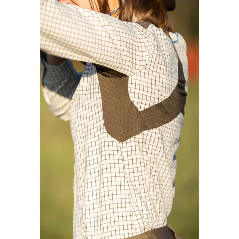 CHEMISE CHASSE MANCHES LONGUES COTON FEMME RESPIRANTE À CARREAUX BEIGE 500. CHEMISE CHASSE MANCHES LONGUES COTON FEMME RESPIRANTE À CARREAUX BEIGE 500. -Camping Randonnée Magasin chemise chasse manches longues coton femme respirante a carreaux beige 500 9