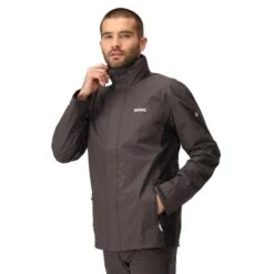 Regatta Matt Homme Randonnée Veste Imperméable - Gris Noir -Camping Randonnée Magasin matt homme randonnee veste impermeable gris noir 2