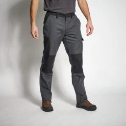 PANTALON CARGO RESISTANT STEPPE 300 BICOLORE GRIS ET NOIR