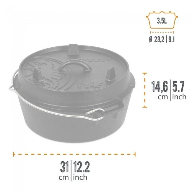 Petromax Dutch Oven FT4.5-4.5QT - Sans Pieds Petromax Dutch Oven FT4.5-4.5QT - Sans Pieds -Camping Randonnée Magasin petromax dutch oven ft45 45qt sans pieds 1