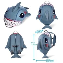 Sac à Dos Pour Enfants | Requin Gris | Crazy Safety | Testé Et Certifié -Camping Randonnée Magasin sac a dos pour enfants requin gris crazy safety teste et certifie 1