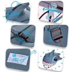 Sac à Dos Pour Enfants | Requin Gris | Crazy Safety | Testé Et Certifié -Camping Randonnée Magasin sac a dos pour enfants requin gris crazy safety teste et certifie 2