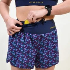 Short Course à Pied Femme Bleu Floral Ecoresponsable -Camping Randonnée Magasin short course a pied femme bleu floral ecoresponsable 2