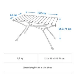 Quechua TABLE DE CAMPING COMPACTE 4/6 PERSONNES - PLATEAU BOIS - POCHE DE RANGEMENT -Camping Randonnée Magasin table de camping compacte 46 personnes plateau bois poche de rangement 1