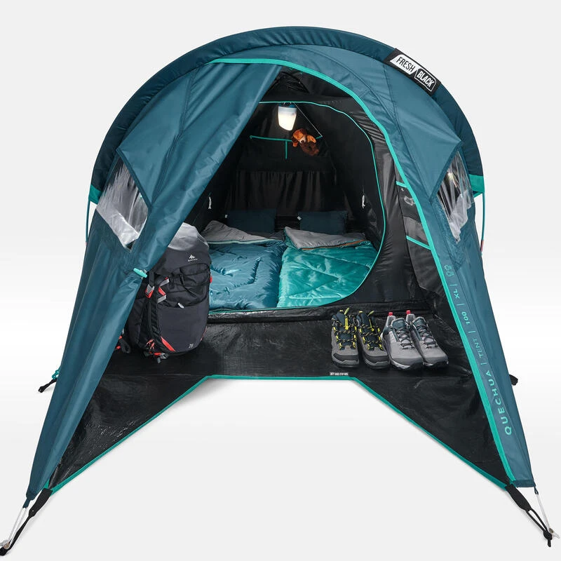 Tente de camping - MH100 XL - 2 places - Fresh & Black Quechua Tente De Camping - MH100 XL - 2 Places - Fresh & Black -Camping Randonnée Magasin tente de camping mh100 xl 2 places fresh and black 4