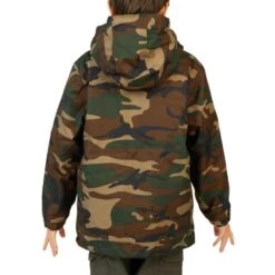Veste Chasse Chaude 100 Junior Camouflage Vert -Camping Randonnée Magasin veste chasse chaude 100 junior camouflage vert 2