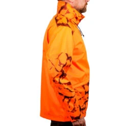 VESTE CHASSE RESISTANTE IMPERMEABLE ORANGE FLUO SUPERTRACK 100 -Camping Randonnée Magasin veste chasse resistante impermeable orange fluo supertrack 100 3