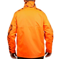 VESTE CHASSE RESISTANTE IMPERMEABLE ORANGE FLUO SUPERTRACK 100 -Camping Randonnée Magasin veste chasse resistante impermeable orange fluo supertrack 100 4