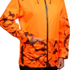 VESTE CHASSE RESISTANTE IMPERMEABLE ORANGE FLUO SUPERTRACK 100 -Camping Randonnée Magasin veste chasse resistante impermeable orange fluo supertrack 100 5