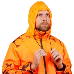 VESTE CHASSE RESISTANTE IMPERMEABLE ORANGE FLUO SUPERTRACK 100 -Camping Randonnée Magasin veste chasse resistante impermeable orange fluo supertrack 100 9